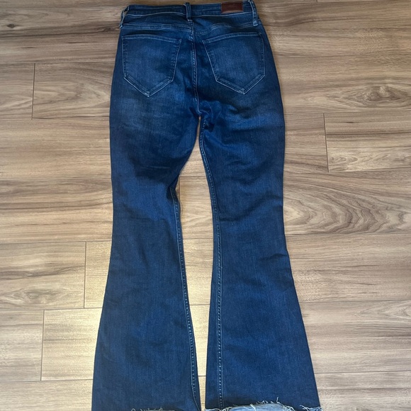 Dark Blue Denim Flared Denim Jeans - Picture 3 of 5